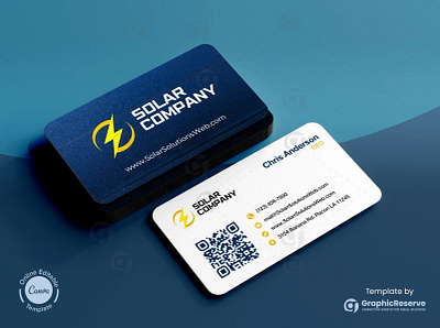 Modern Solar Business Card Template – Canva Editable business card design business card template canva solar business card personal business card solar business card stationery design