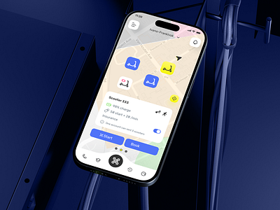 Mobile App Design UI/UX Ecos - Scooter Sharing Redesign booking flow e scooter app figma iosapp location based app map minimal app design mobile app design mobility app qr code unlock rental app ui scooter app transport app ui uiuxdesign