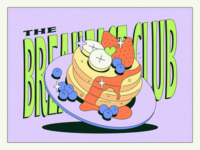 The Breakfast Club branding breakfast burger food hamburger illustration pancake toast