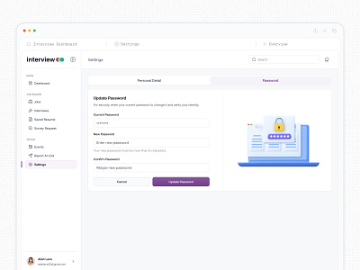 Interview Secure Profile Manager app design ats best design agency hr hr saas human resorce interview management dashboard mafruh product design saas saas design saasfactor sohag ui user experience design user interface design ux web design