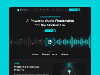 DeepMark Website ai audio dark darkmode landing page modern saas ui ux design wave website
