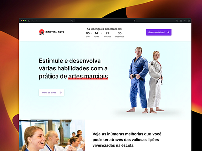 A fantastic martial arts landing page branding creative design design inspiration digital design figma fitness jiu jitsu landing page muay thai selfdefense ui ux web design