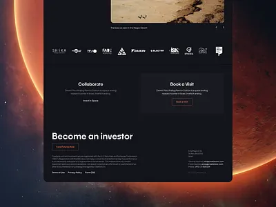 Creations — Space Tech VC book dark page dark ui invest space space tech vc venture capitalist