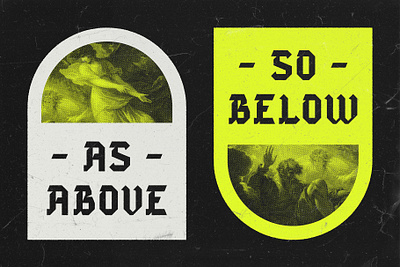 As above, so below. angels blackletter font blackletter inspiration blackletter logo bold colors custom font custom type custom typography gothic logo graphic design halftone hand drawn type logotype type type design