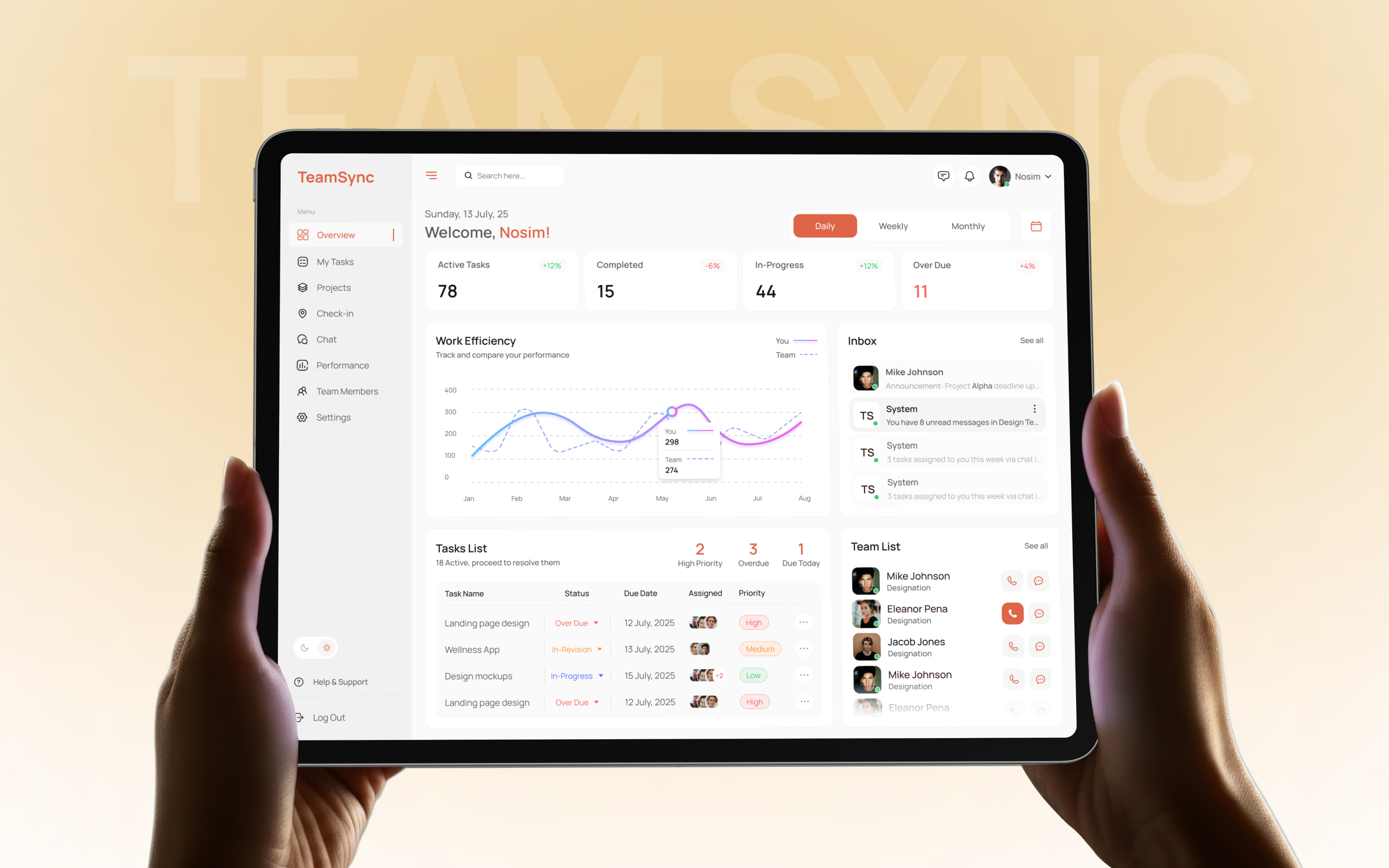 TeamSync — Task Management Web App for Small Teams dashboard design figma web app design modern dashboard ui productivity web app project management task management task management dashboard team collaboration tool teamsync task management ui design uiux ux design web ap ui ux web app design