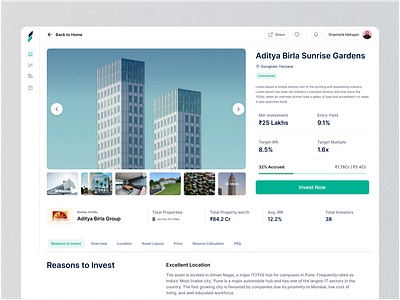 Real Estate Investment Detail Page property real estate saas web app web design