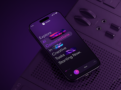 AI Chatbot Mobile App Onboarding Screen ai app app design chatbot app clean ui dark mode image generator app mobile app onboarding screen ux ui