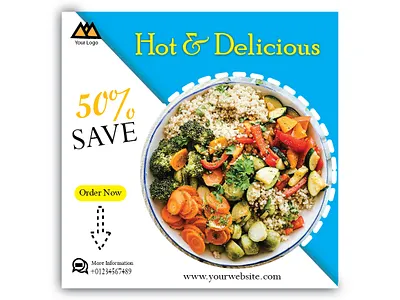 50% Off Food Campaign – Social Media Ad Design digital restaurant ad