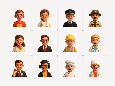 3D AI Avatars 3d ai avatar avatars characters human icons job profession profession 3d professional render worker