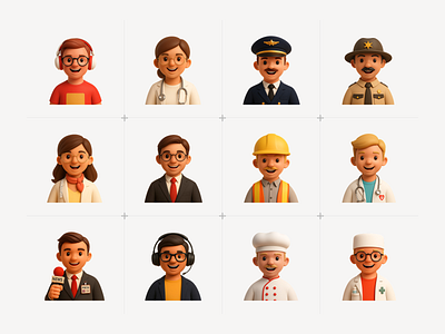 3D AI Avatars 3d ai avatar avatars characters human icons job profession profession 3d professional render worker