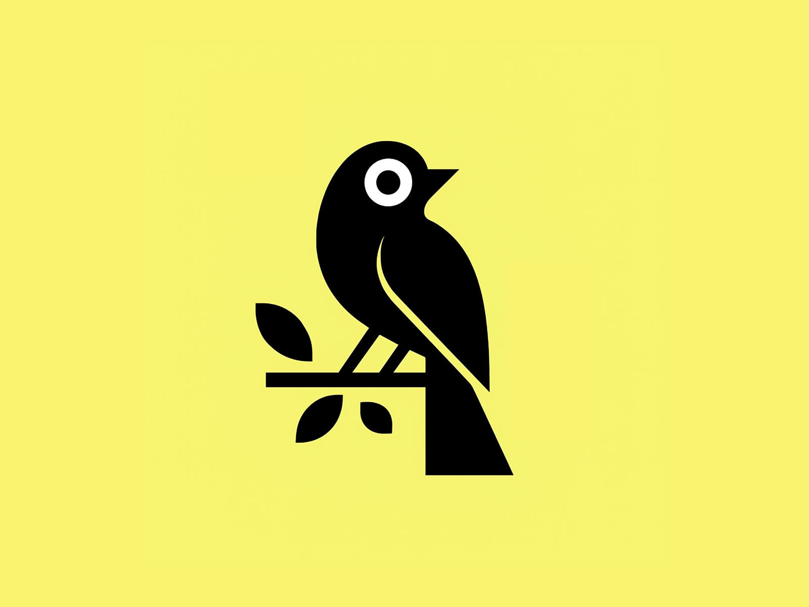 Minimalist Bird Logo on Branch visual identity