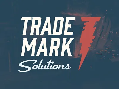 Trade Mark Solutions Full Logo blue collar bolt brand branding business construction consultant design electrician icon identity lightning lockup logo logo system nail plumbing trades typography vector