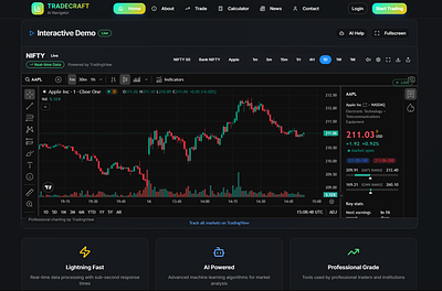 Tradecraft AI Navigator — The Future of Trading UX aidesign darkmodedesign dashboarddesign designsystems figmadesign fintech gamificationui innovationdesign interfacedesign stockmarketapp tradingdashboard tradingplatform uidesign uxdesign