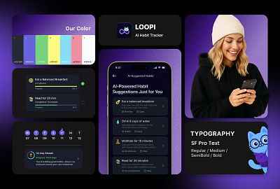 Habit Tracker Mobile App Branding habit tracker health care healthcare mobile app mobile app design ui kit