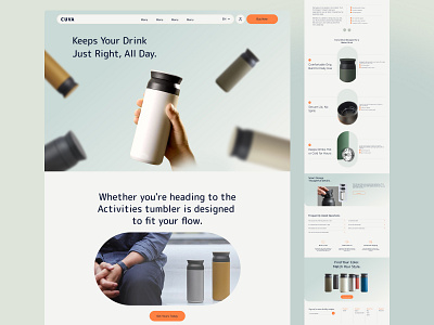 CUVA – Minimal Tumbler Website bootle business cro drink ecommerce landingoage product sell shop store tumbler ui ux water website webuidesign