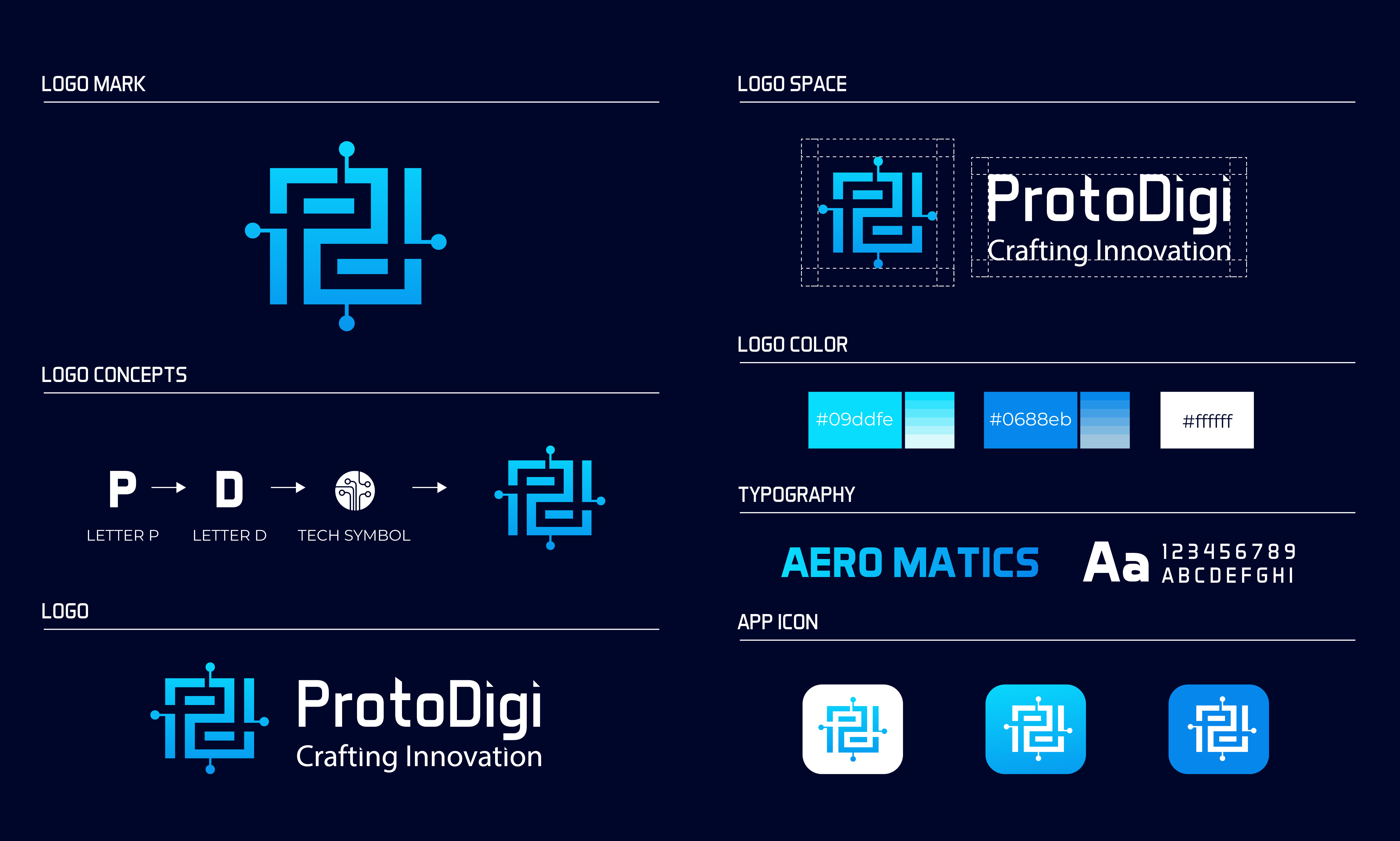 ProtoDigi | Branding brand style guide branding graphic design letter pd tech logo logo logo design modern logo pd logo tech logo tech logo with letter pd technology logo usadesign visual identity
