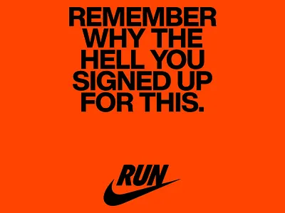 Bold & Direct: Nike Running Ad ad advertising bold brand identity branding campaign clean minimalist minimalistic design modern motivation nike orange run running simple simple design typo typography