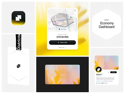 Districts Mood branding dreamy generation hexagon land midjourney mood virtual yellow