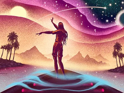 Sky Dancer character editorial folioart illustration texture
