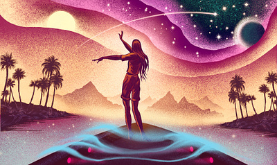 Sky Dancer character editorial folioart illustration texture