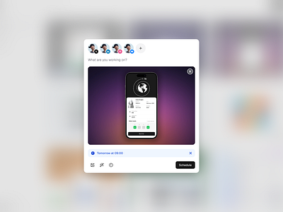 What are you working on? lucide lucide icons modal portfolio schedule scheduled shadcn sharing social