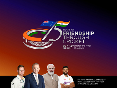 INDIA vs AUSTRALIA (BCCI) 75 Years of Friendship Through Cricket branding design graphic design icon illustration logo minimal typography ui vector