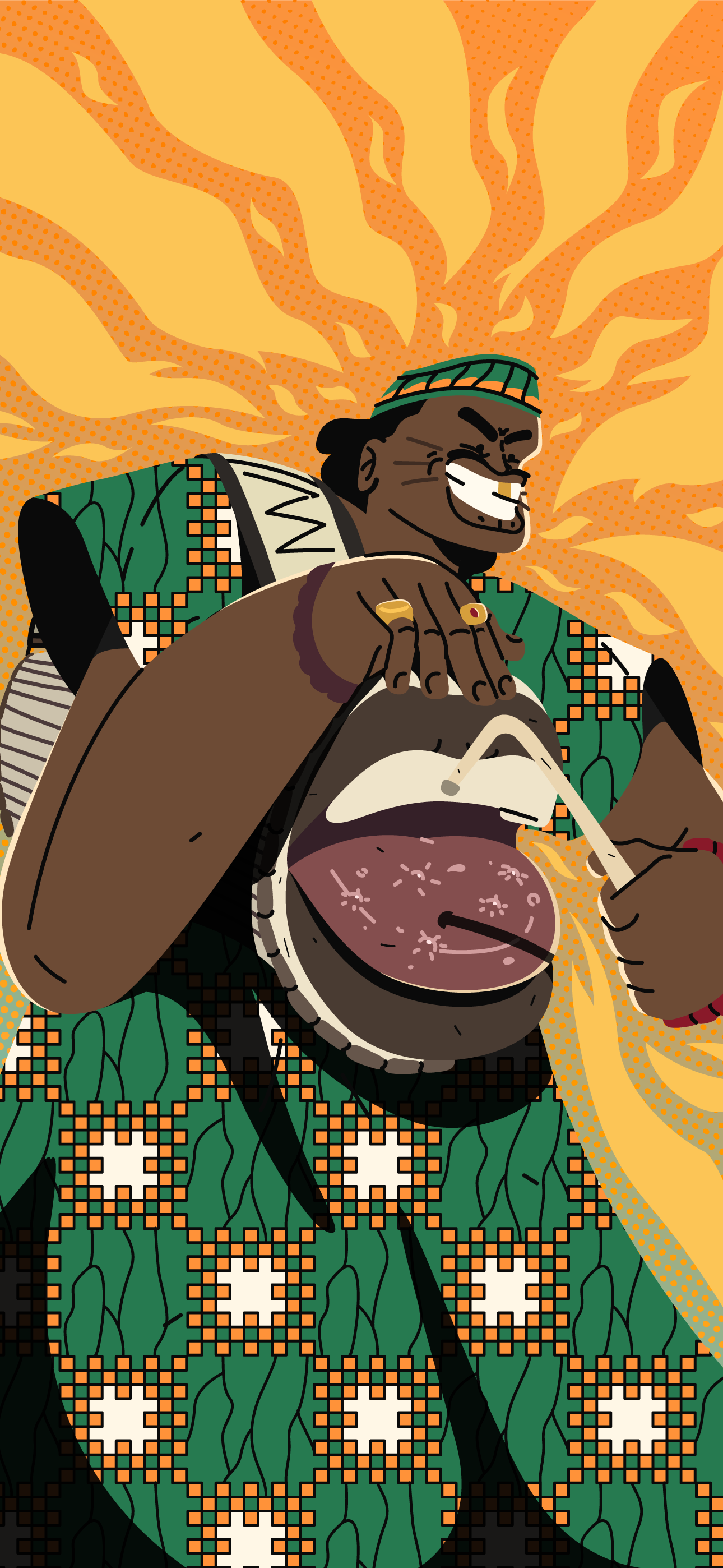 Olú Gángan (Yoruba – Master of the talking drum) african afrobeat design drummer graphic design illustration illustrator music nigerian vector