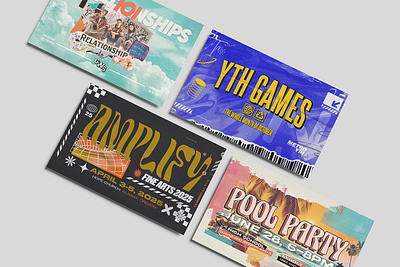 Youth Event Designs collage design digital design event branding event flyer event graphics illustration screen graphics youth event design youth graphics youth group