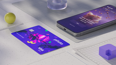 App with Debit Card ai app debit card graphic design mobile purple