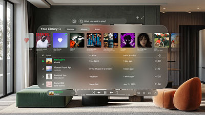 Spotify- Apple Vision Pro DailyUI #009 apple apple music apple spotify music spotify vision pro visionpro visionpro spotify