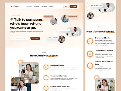 ☕Cofferral Website app design branding career platform coffee landing page coffee meeting coffee website design design figma website design job landing page job website meeting website responsive design ui ui design uiux ux web design website design
