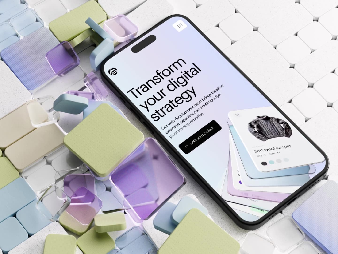 eCommerce Agency Glass Texture Shapes 3d animation branding design illustration motion graphics ui website