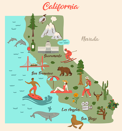 California map california california map flat illustration graphic design icons illusrtrator illustrated map illustration infographic lifestyle map