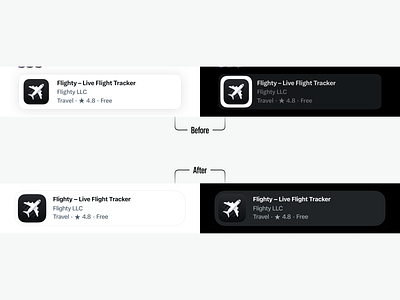 Before and After X iOS App Icon Showcase Corner Radius before and after border radius corner radius correction fix flighty ios iphone mobile twitter ui ux x
