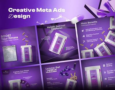 Meta Ads Creatives | Anti-Bloating Capsules ads design amazon listing imeg branding google ads design graphic design meta ads design product manipulation social media post design