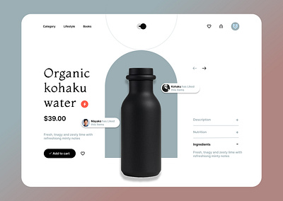 Organic Water — Minimalist E-Commerce Product page UI design. cleandesign designinspiration dribbble ecommerce interactiondesign minimalui productdesign ui ux webui