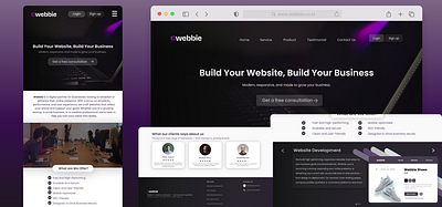 Webbie - Website Developer Landing Page darkmode desktopui figma landingpageui mobileui neon ui website