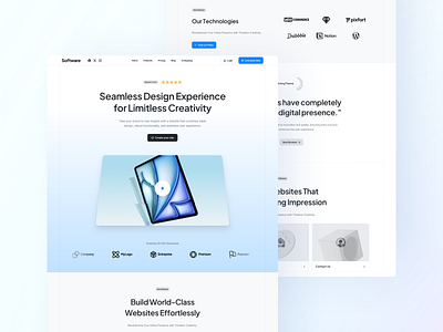 Software – Modern SaaS Template | pixfort Theme branding features framer gradient homepage landing page light logo marquee mobile pixfort pricing saas software template theme ui ux video wordpress