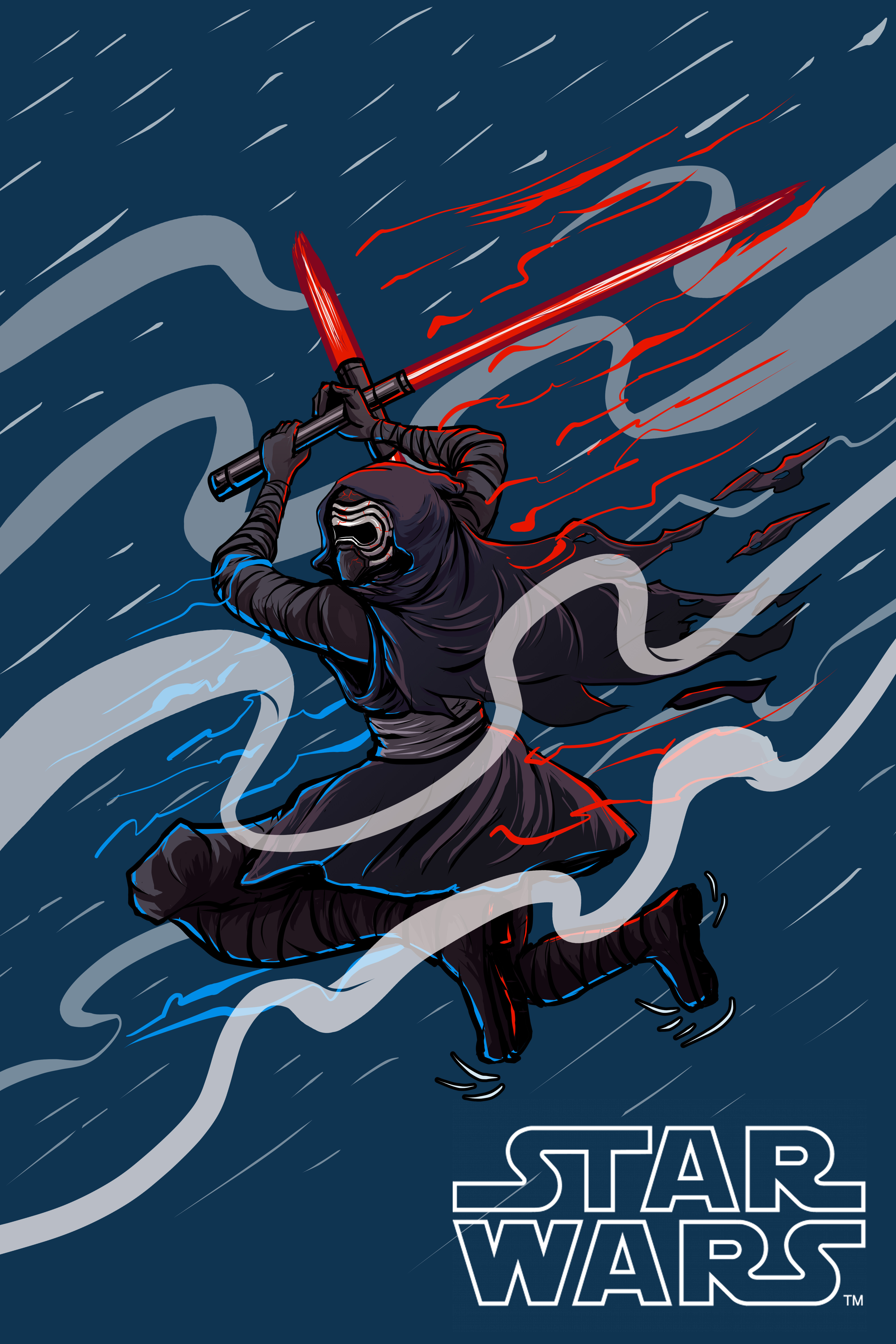 Kylo Ren Fanart artwork fanart illustration kylo ren lightsaber movie star wars sword