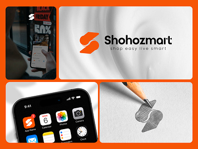 S letter logo for e-commerce brand best logo branding ecommerce logo font based logo lettermark logo s letter logo simple logo sohozmart startup logo typography