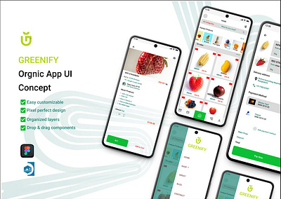 GREENLIFY is a clean, modern, and highly customizable mobile app branding design logo uiux ux