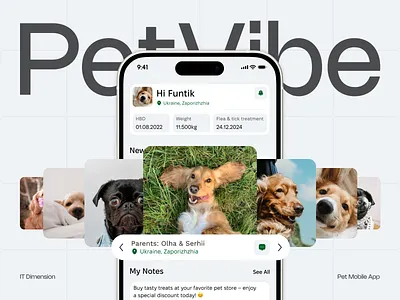 PetVibe – Pet Social Mobile App UI | Dog Profile Gallery & Match branding design dog profile gallery design graphic design logo minimalism mobile app mobile ui modern design pet app pet community product design social match ui ui design ui inspiration user interface ux ux design