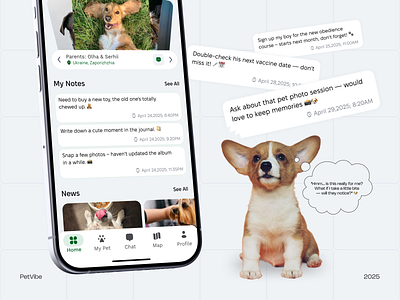 PetVibe – Pet Event & News Mobile App UI | Feed & Notifications app news branding cute design event app event feed informative ui local updates mobile app mobile app design pet mobile app pet news ui pet owners simple design ui ui design ui inspo user interface ux ux design