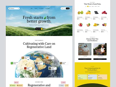 Planture Agriculture Agency agency agriculture branding design energy farmer framer fruits green landing online page plant renewable shop store ui webflow website wordpress
