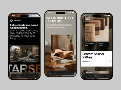 Antarsena - Mobile Responsive Landing Page clean crafter design editorial landing page mobile mobile viewport responsive responsive layout ui uidesign web design website design wood