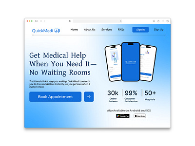 QuickMedi Landing Page herosection medical onboarding quickmedi ui uiux