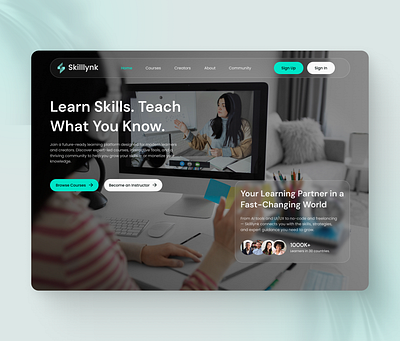E-learning Website Design – Skilllynk UI/UX & Webflow Layout course platform design system elearning figma hero section homepage design landing page modern design no code online learning product design responsive design saas design ui user experience user interface ux webflow website design