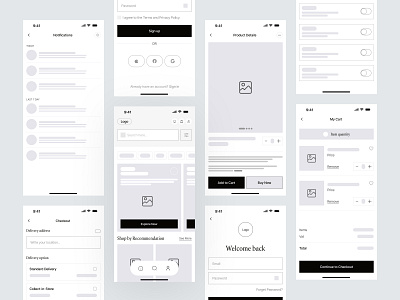 Luxury Perfume E-Commerce Mobile App Wireframe app interface app prototype app wireframe ecommerce app wireframe ecommerce ui e‑commerce mobile ui figma design fragrance app design luxury ecommerce wireframe mobile app design mobile ecommerce perfume ecommerce app perfume ui uiux wireframe web app design wireframe design wireframe ui design