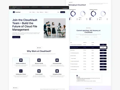 CloudVault - Cloud File Storage Website (Job Vacancy Page) blog page career page clean design cloud drive cloud storage contact us page faq page feature page file storage job vacancy page landing page pricing page privacy policy page product page redesign website responsive design saas storage platform ui ux design website