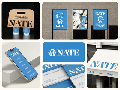 Nate Cafeteria - Coffee - Packaging - Cafe - Drinks Logo & Brand abstract logo app icon beverages brand guidelines brand identity brand logo branding business branding business logo design cafe cafeteria coffee corporate branding drinks madcot logo mascots packaging visual identity
